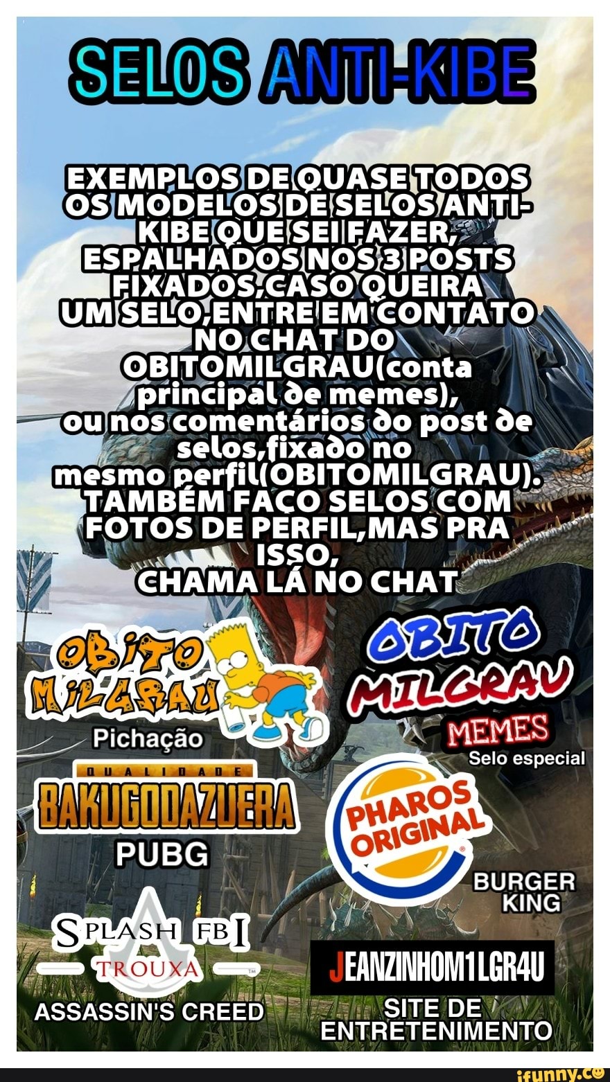 BIT
OMI
de
amou nos: icomentários do post de
y
selos, fixado no
Selo especial
ENTRETENIMENTO