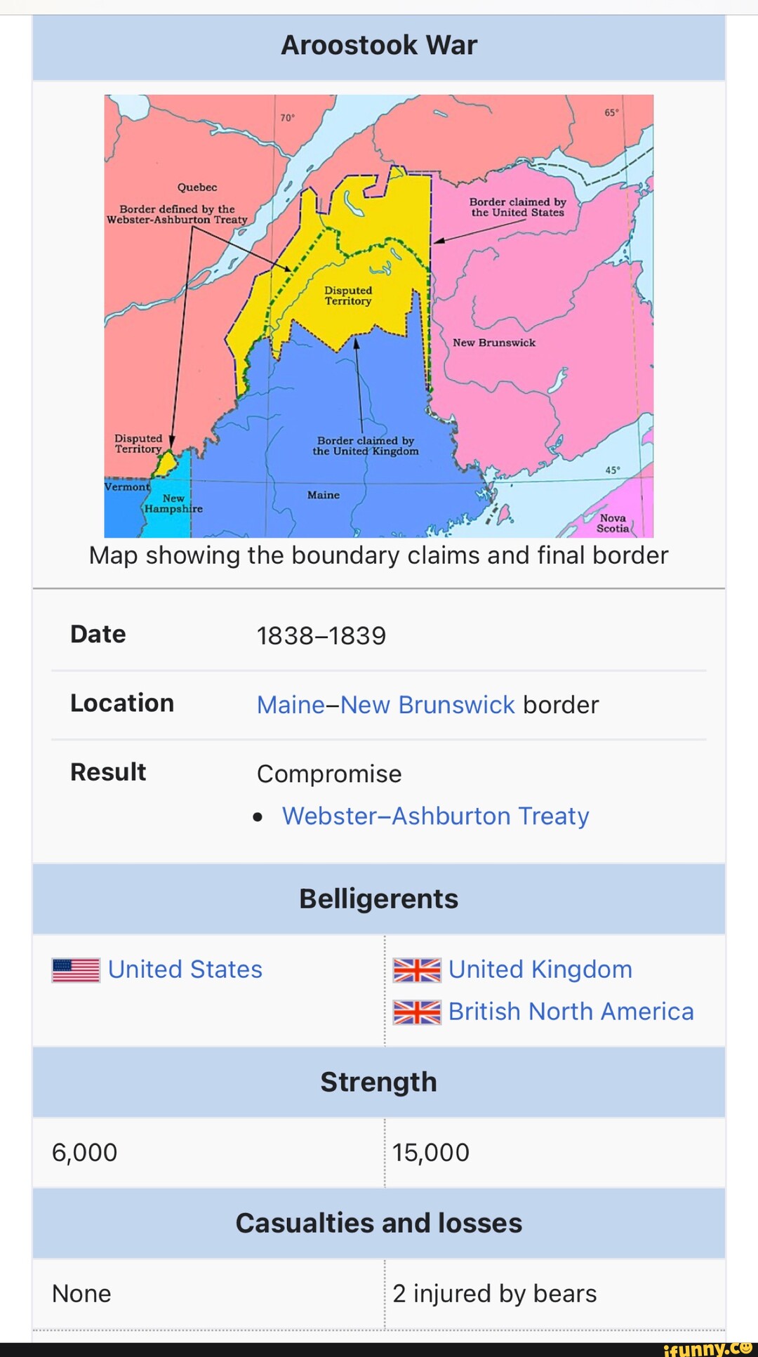 Aroostook War defines I Map showing the boundary claims and final ...