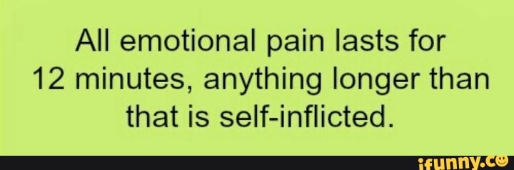 All Emotional Pain Lasts For 12 Minutes Anything Longer Than That Is Self Inflicted