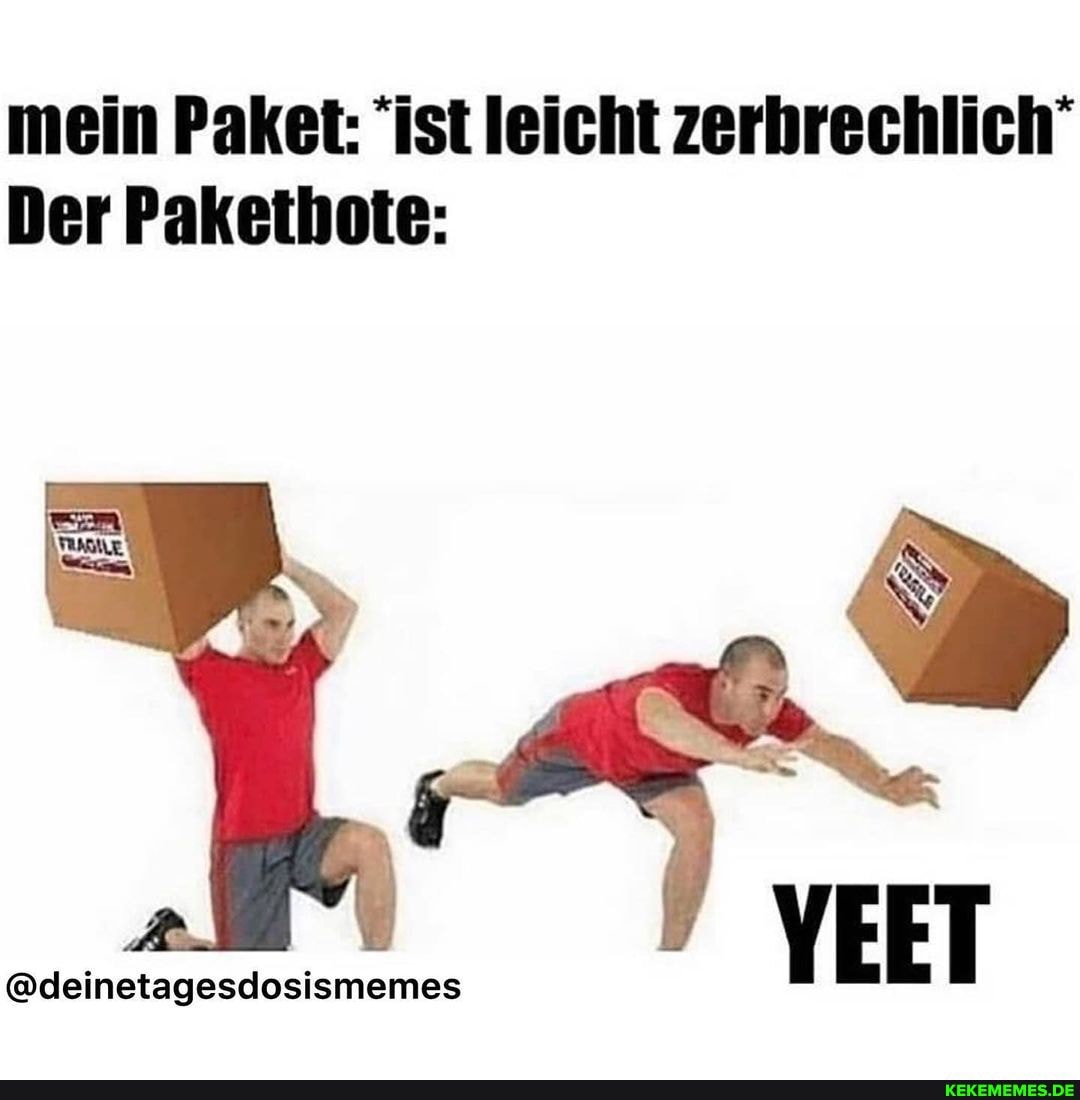 mein Paket: ist leicht zerbrechlich"
Der Pakethote:
VEET
@deinetagesdosismemes