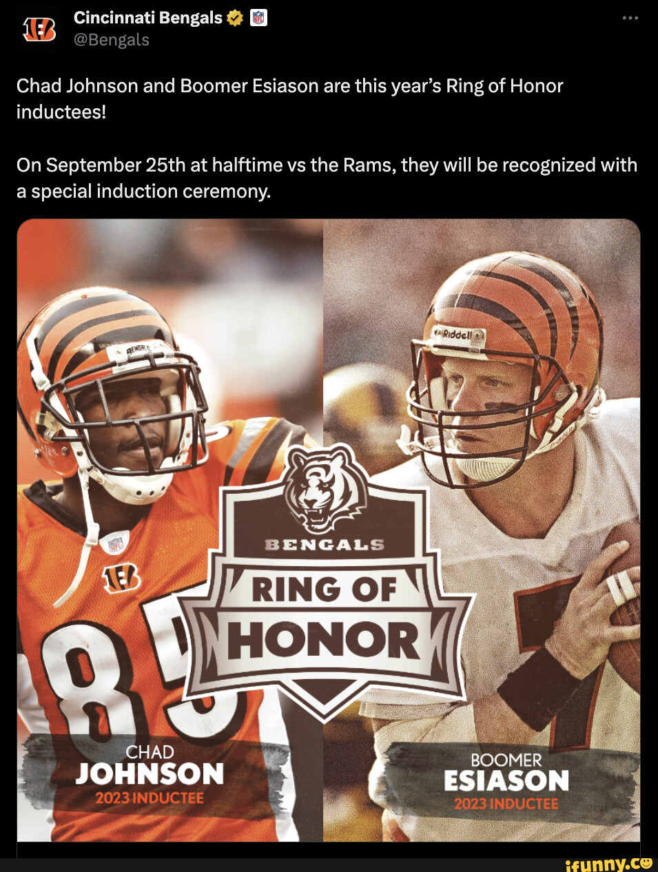 Esiason, 'Ochocinco' to be inducted into Bengals Ring of Honor