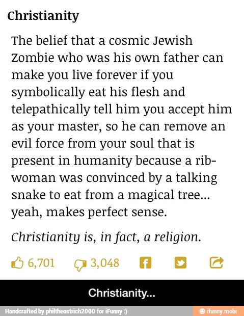 cosmic jewish zombie talking snake magical tree quote