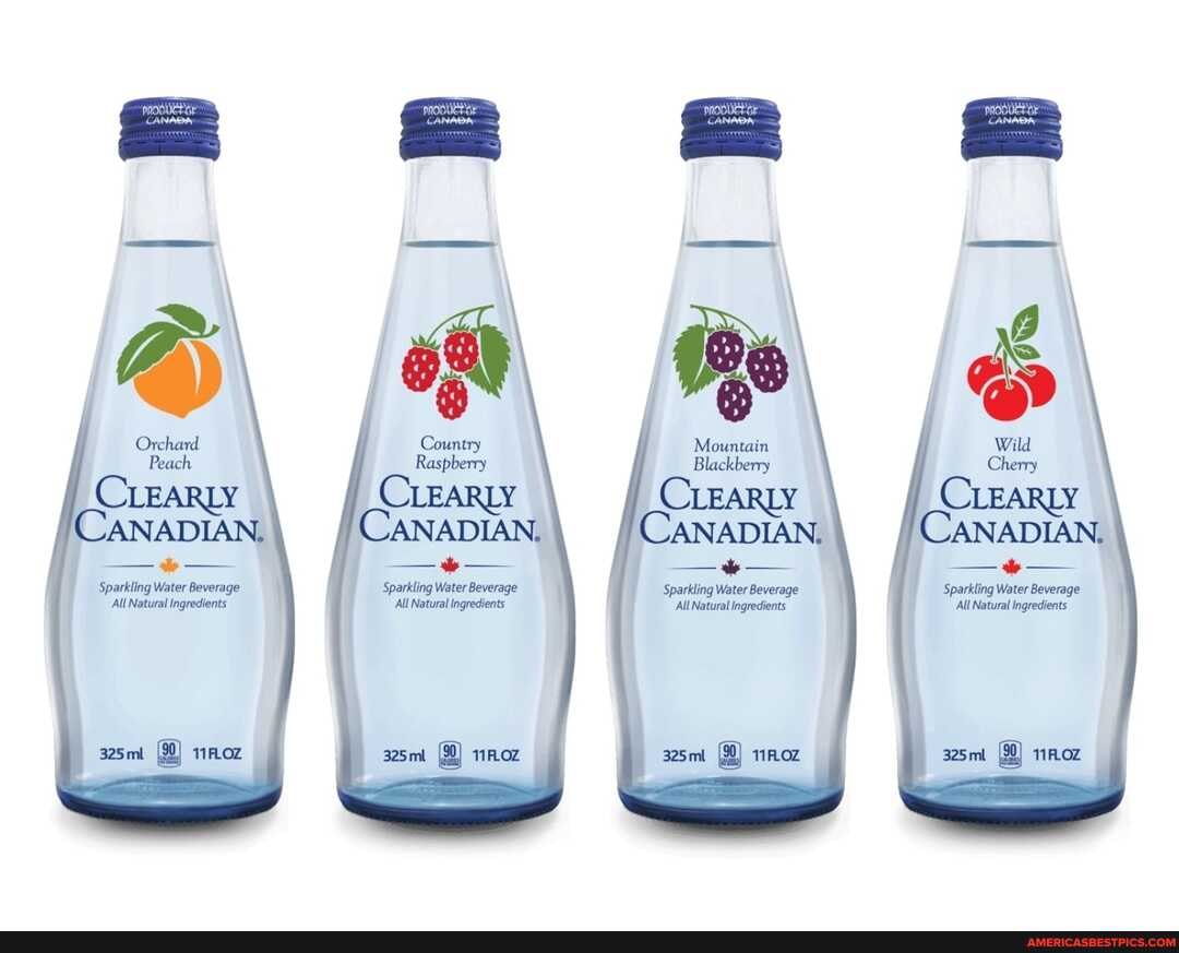 Orchard
Peach
Country
Raspberry
CLEARLY
CLEARLY CANADIAN,
Sparkling Water Beverage
All Natural Ingredients
Sparkling Water Beverage Sparkling Water Beverage Sparkling Water Beverage
All Natural Ingredients All Natural Ingredients All Natural ingredients
325ml 11RLOZ 325mi 325mi (90) 11RL0z