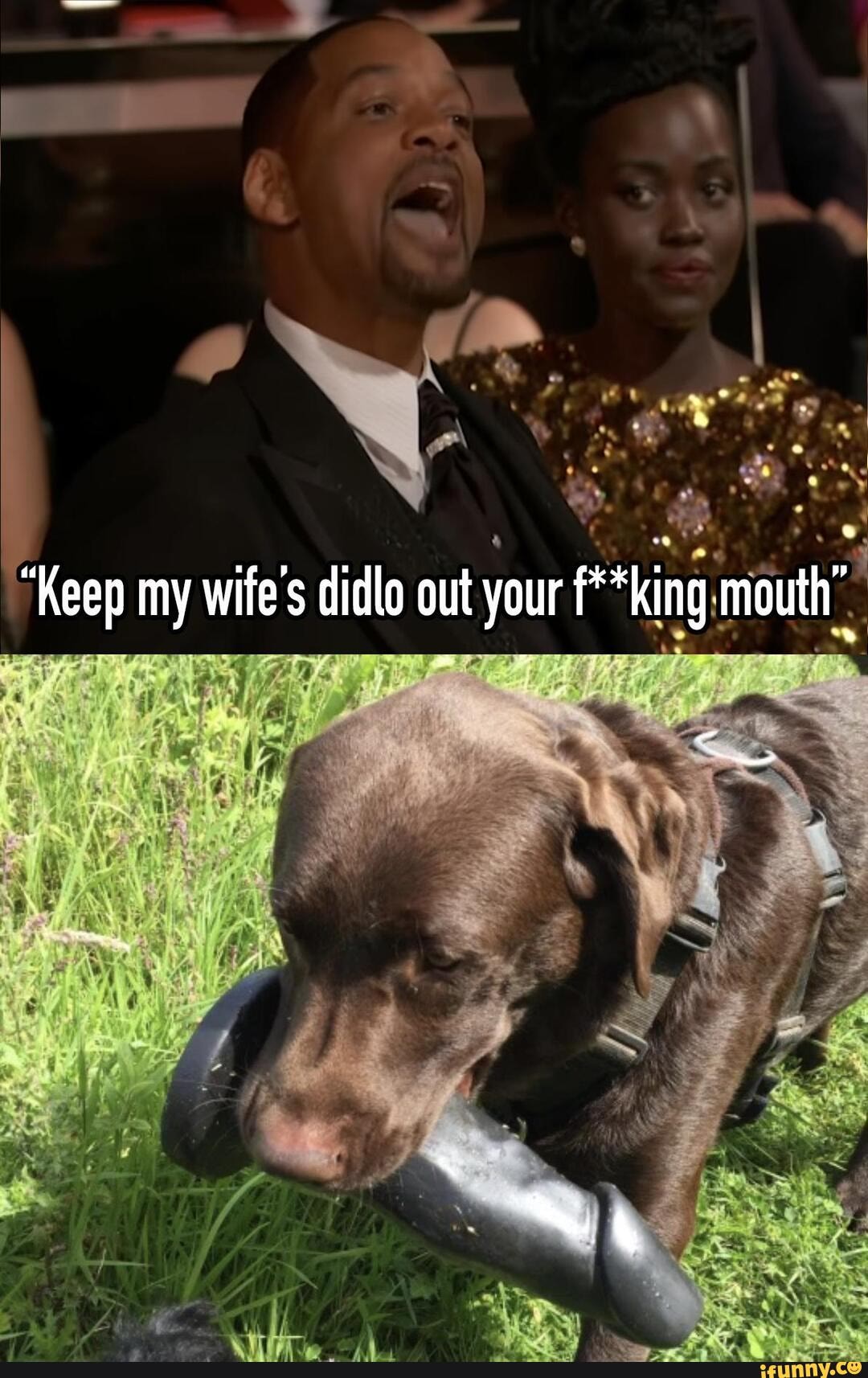 "Keep my wifes didlo out your "king mouth" picture