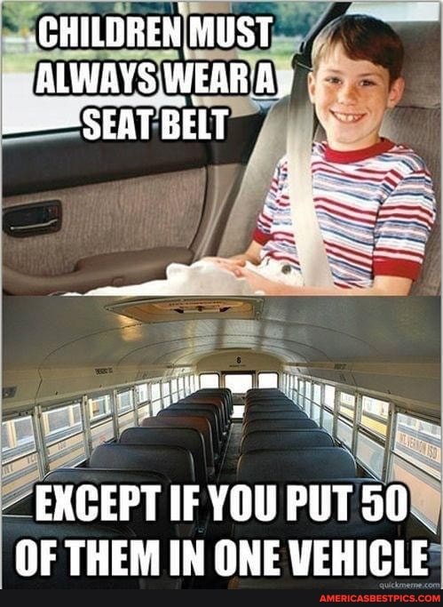 CHILDREN, MUST ALWAYS WEAR A,
_-SEAT BELT
EXCEPT IF YOU PUT 50
OF THEM IN ONE VEHICLE