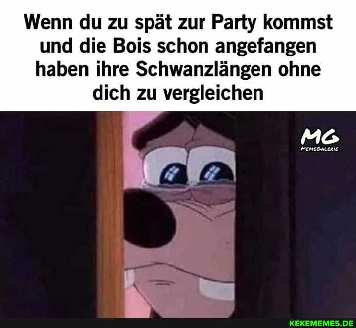 Wenn du zu spät zur Party kommst und die Bois schon angefangen haben ihre Schwanzlängen ohne
dich zu vergleichen