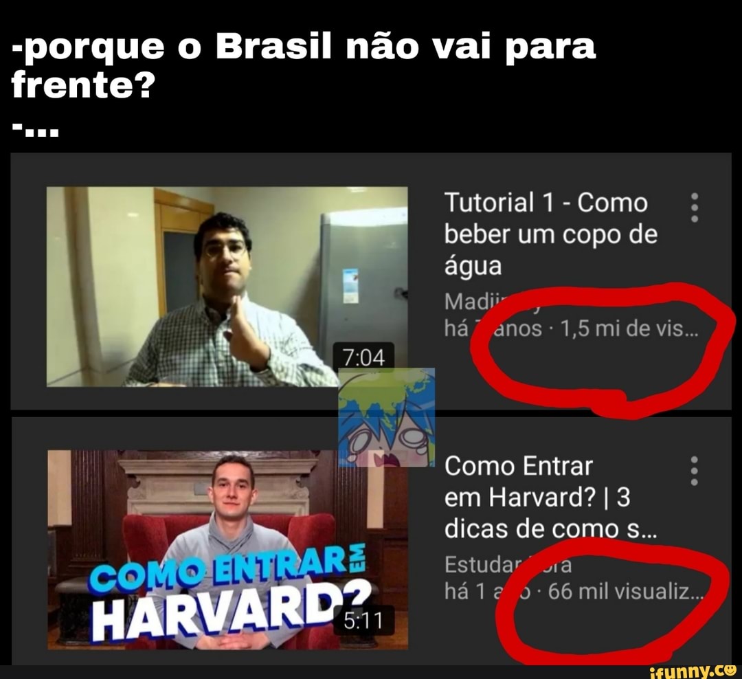 "porque o Brasil não vai para
frente?
Tutorial1-Como
beber um copo de
Madiir
Como Entrar em Harvard? I 3
Estudar" via