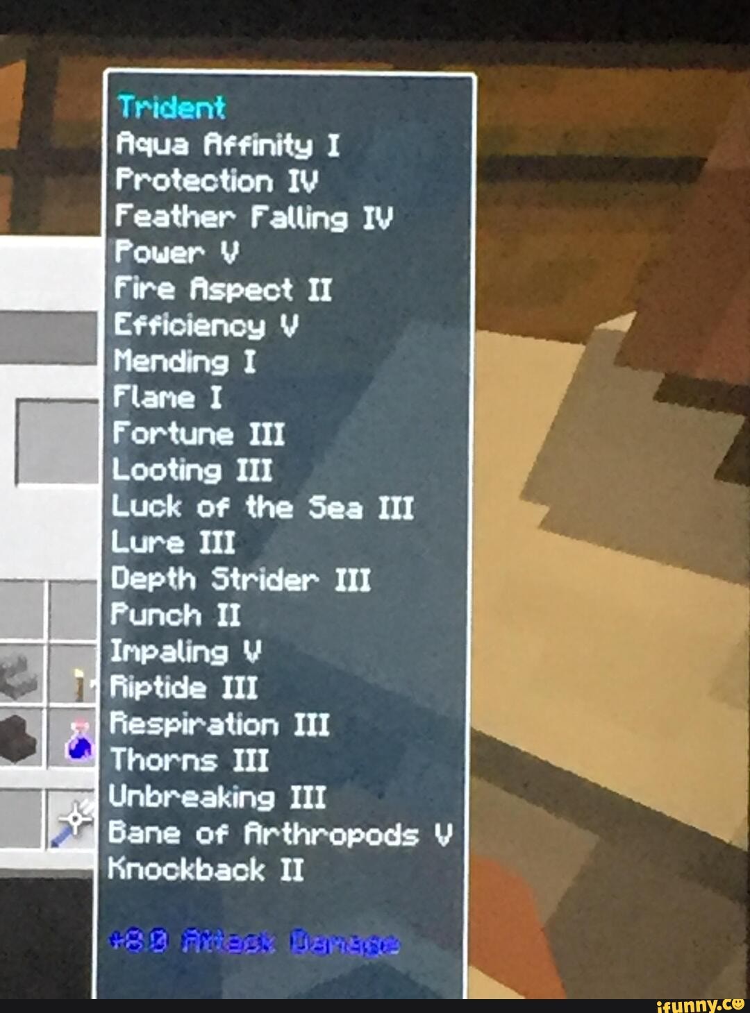 Trident Aiqua fiffinity I Protection IV Feather Falling IV Power Fire