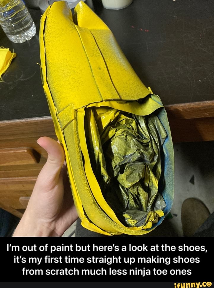I'm out of paint but here's a look at the shoes, it's my first time straight up making shoes from scratch much less ninja toe ones - I’m out of paint but here’s a look at the shoes, it’s my first time straight up making shoes from scratch much less ninja toe ones