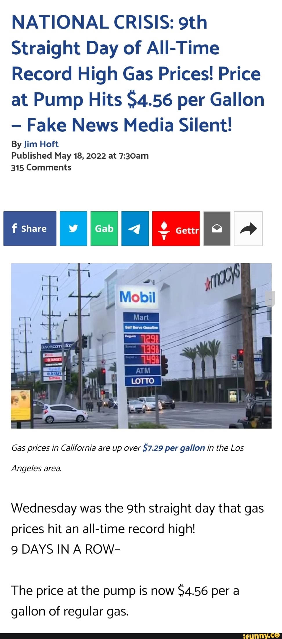 NATIONAL CRISIS: Straight Day of All-Time Record High Gas Prices! Price ...