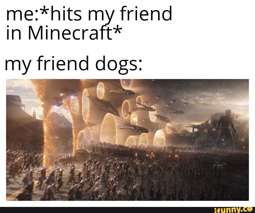 me:*hits my friend
in Minecraft*
my 1 friend dogs: