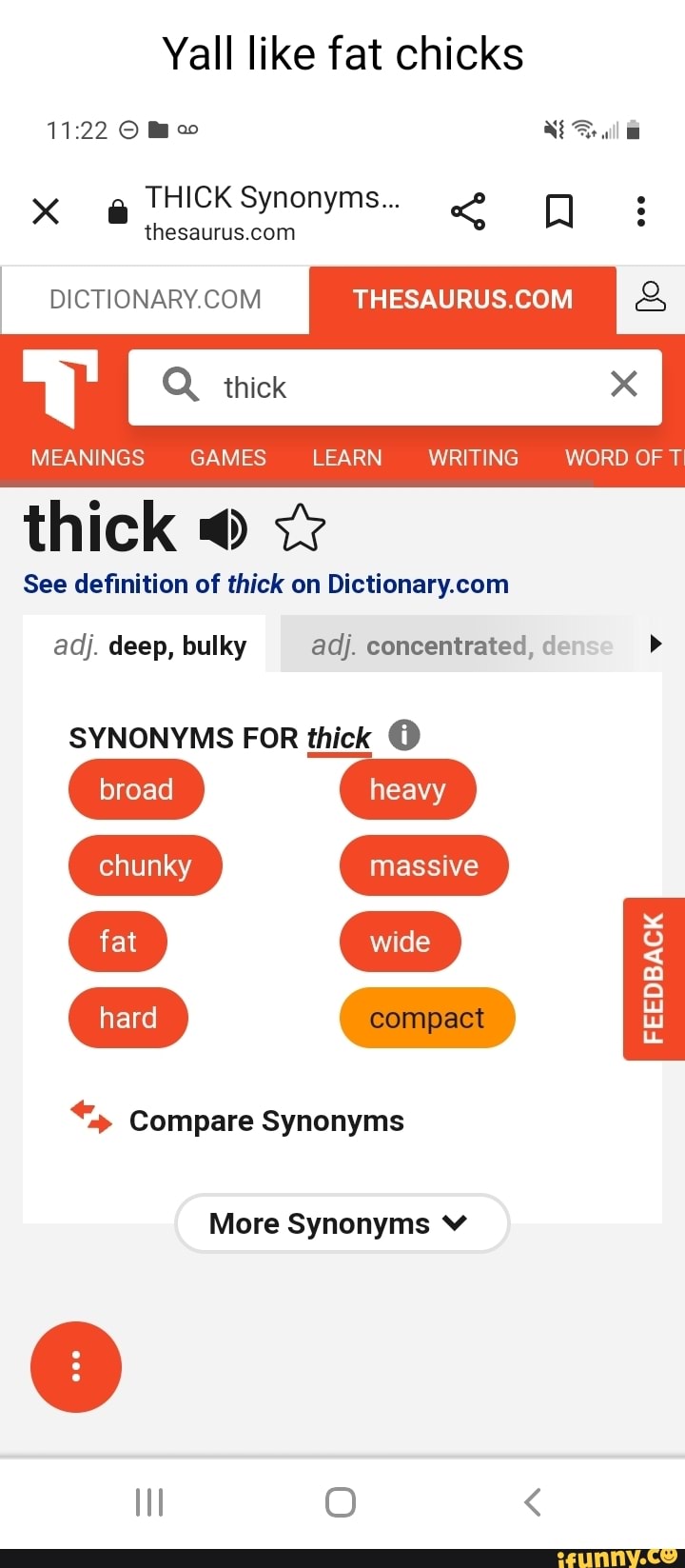 Yall like fat chicks 1122 x @ THICK Synonyms... DICTIONARY,COM Sal io ...