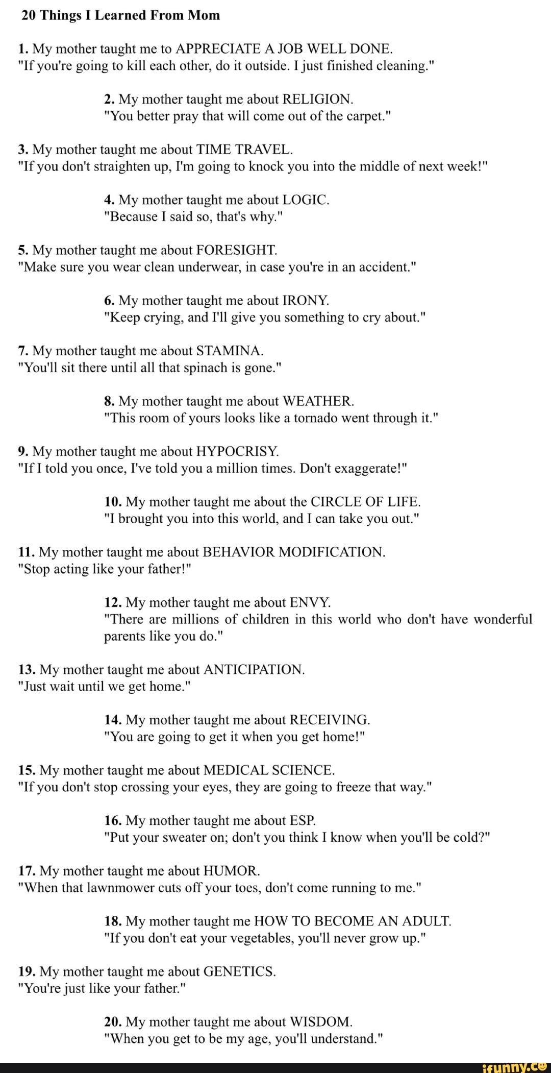 Things I Learned From Mom 1 My Mother Taught Me To Appreciate A Job Well