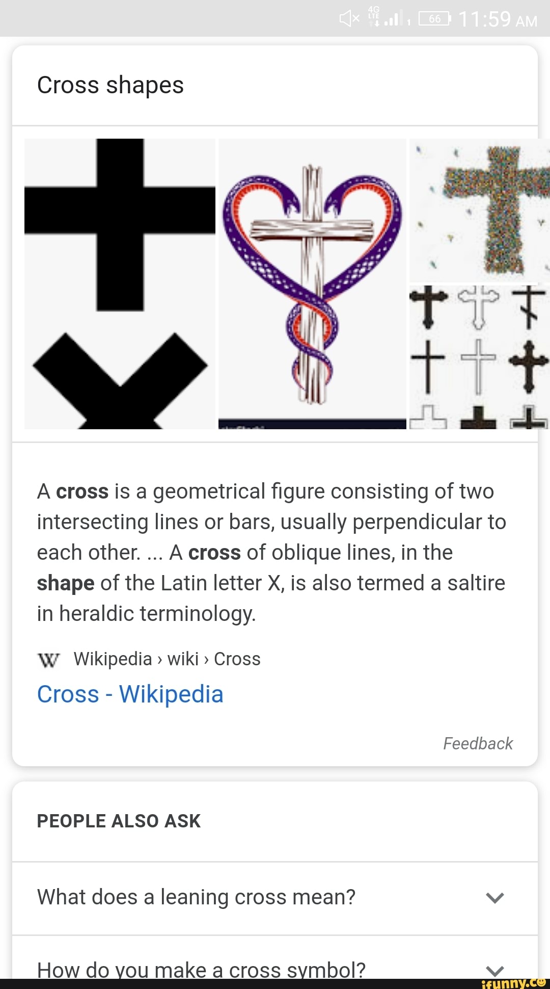 Cross shapes A cross is a geometrical figure consisting of two ...
