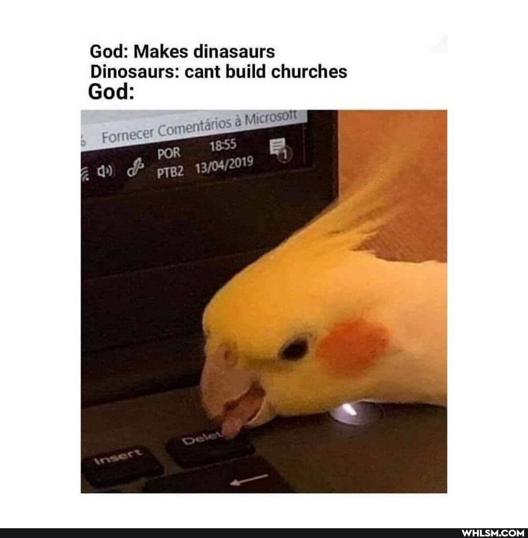 God: Makes dinasaurs
Dinosaurs: cant build churches
God:
for