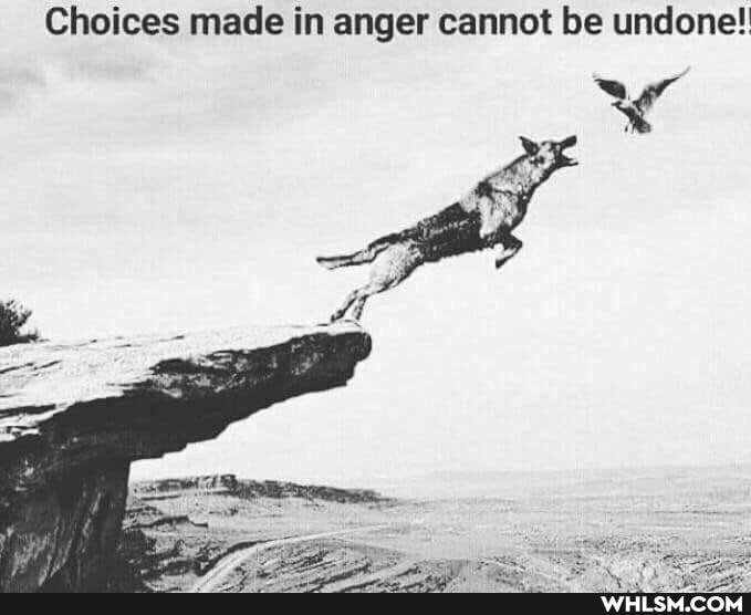 Choices made in anger cannot be undone!