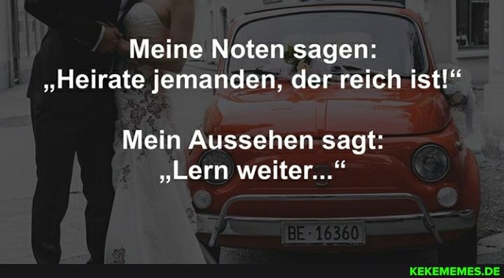 Meine Noten sagen:
"Heirate jemanden, der reich ist!"
Mein Aussehen sagt:
"Lern weiter..."
