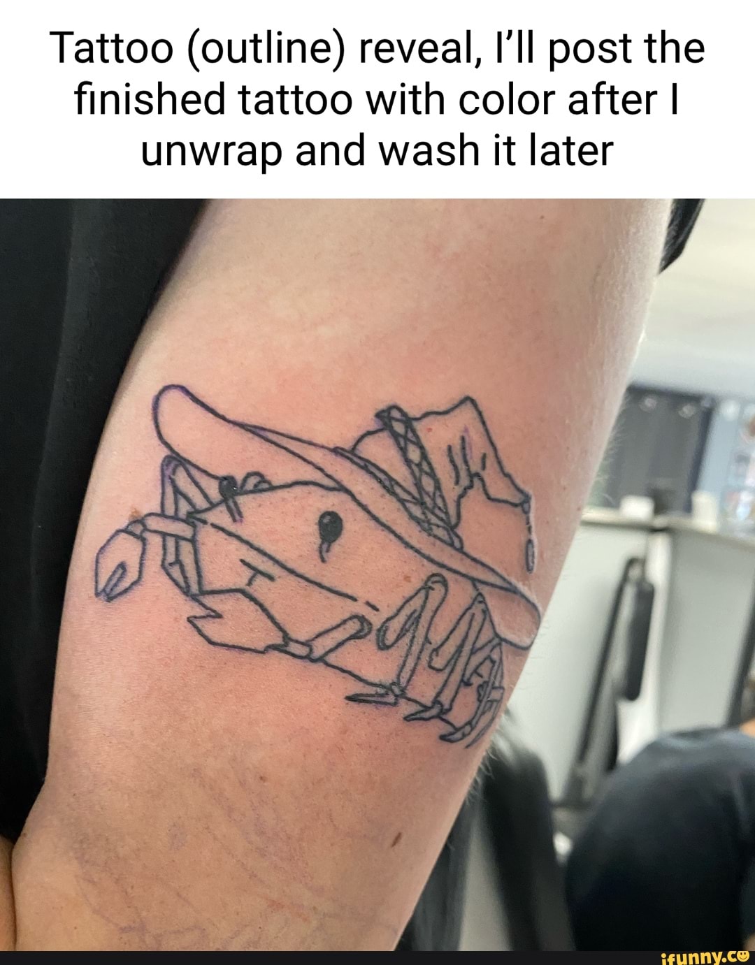 Tattoo (outline) reveal, I'll post the finished tattoo with color after