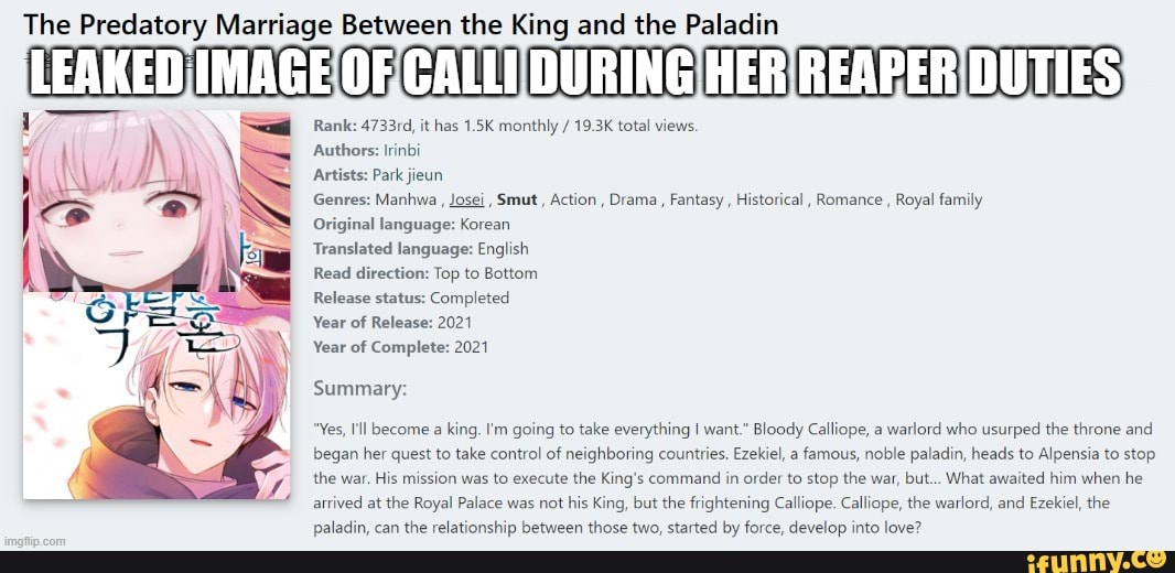 The Predatory Marriage Between the King and the Paladin Rank: 4733rd