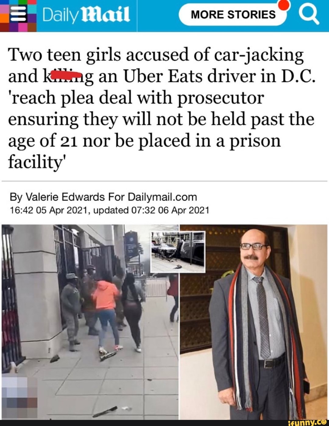 Sy Daily MORE STORIES
Two teen girls accused of car-jacking and an Uber Eats driver in D.C.
'reach plea deal with prosecutor ensuring they will not be held past the age of 21 nor be placed in a prison facility'
By Valerie Edwards For Dal
05 Apr 2021, updated 06 Apr 2021