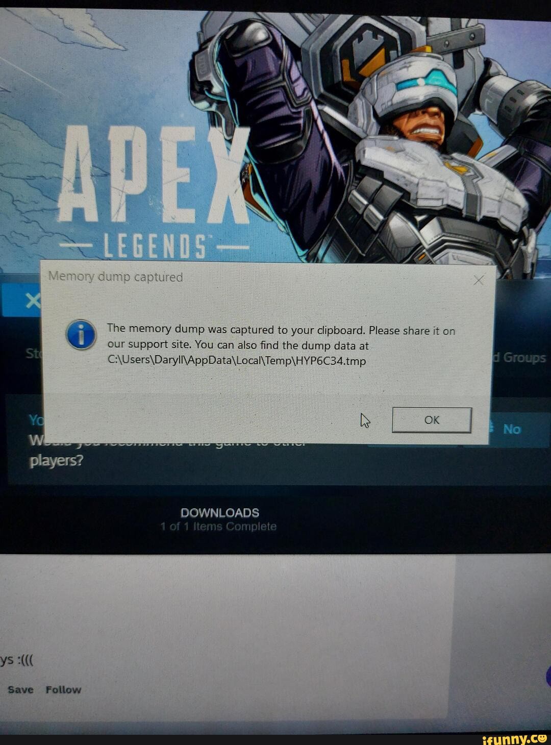 The memory dump was capture to your clipboard. Please share it on our