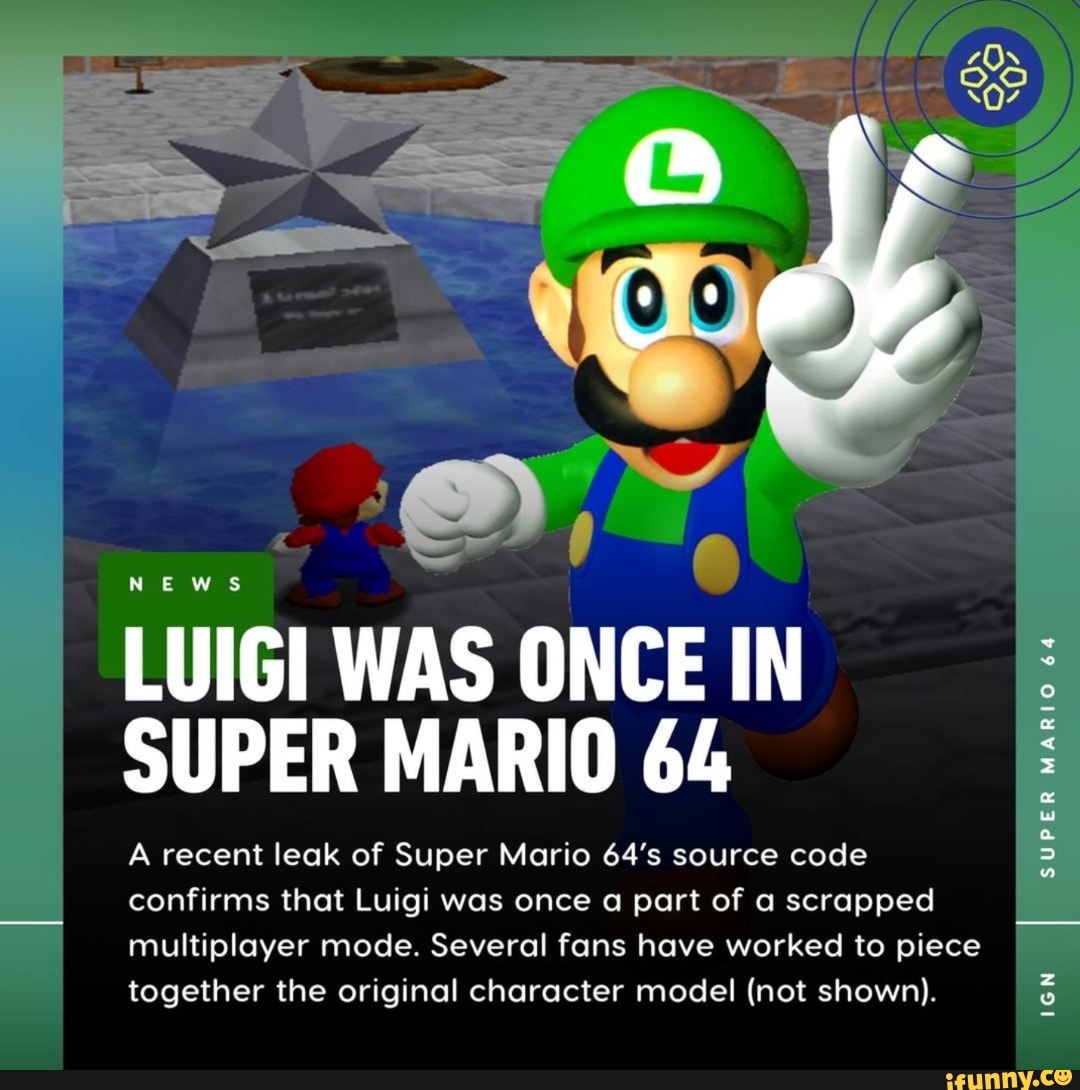 Luigi was once in super mario 64 a recent leak of super mario 64 s 