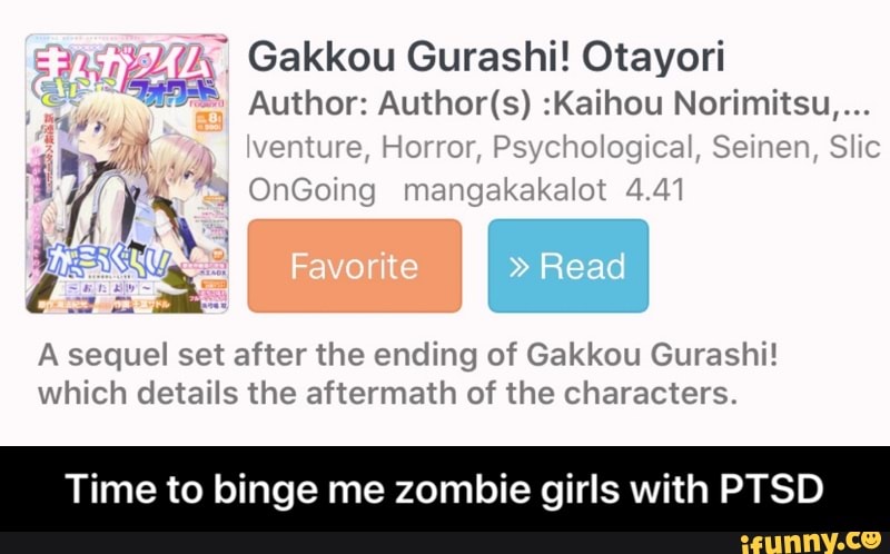 Gakkou Gurashi in a Nutshell - Cartoons & Anime - Anime | Cartoons | Anime  Memes | Cartoon Memes | Cartoon Anime
