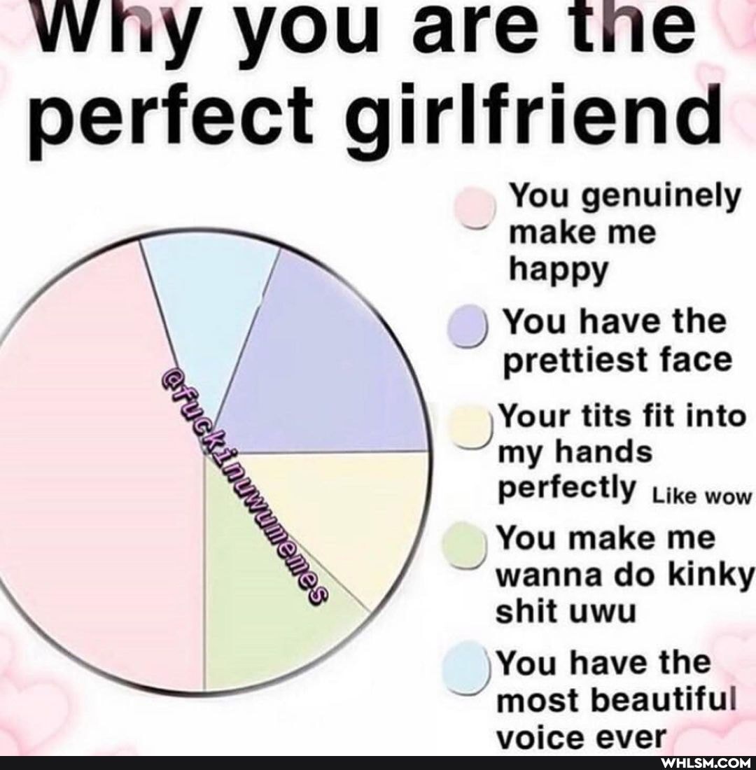 why you are tne perfect girlfriend
You genuinely
~ make me
happy
You have the
prettiest face
Your tits fit into my hands perfectly Like wow
You make me
~ wanna do kinky shit uwu
You have the most beautiful
waira aver