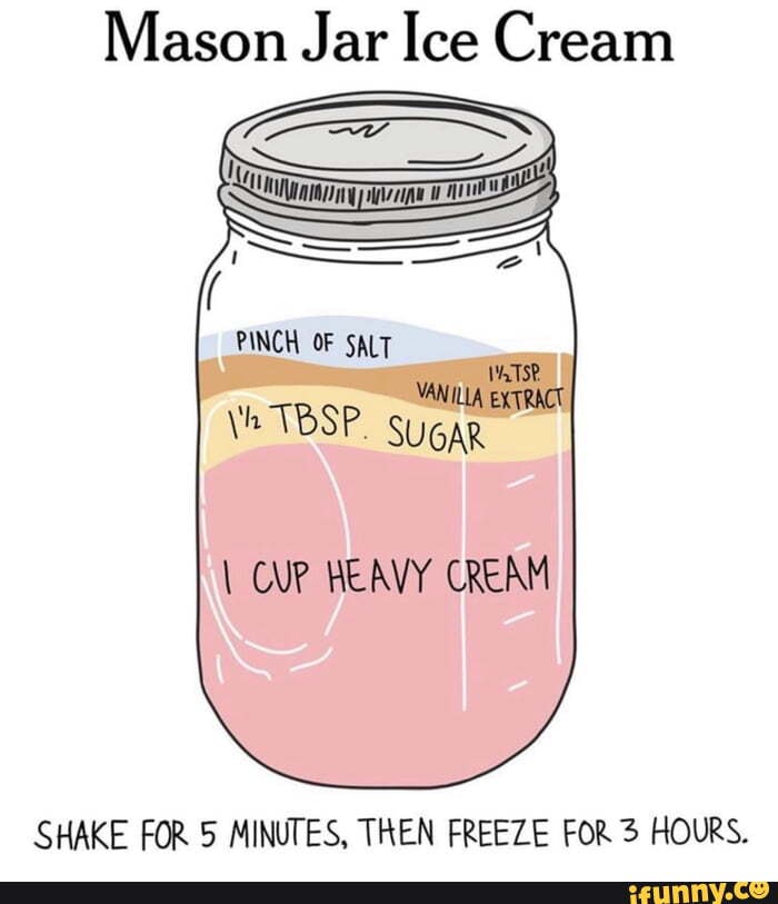 Mason Jar Ice Cream PINCH OF SALT VANILLA EXTRACT \h TRSP. SUGAR \ CUP
