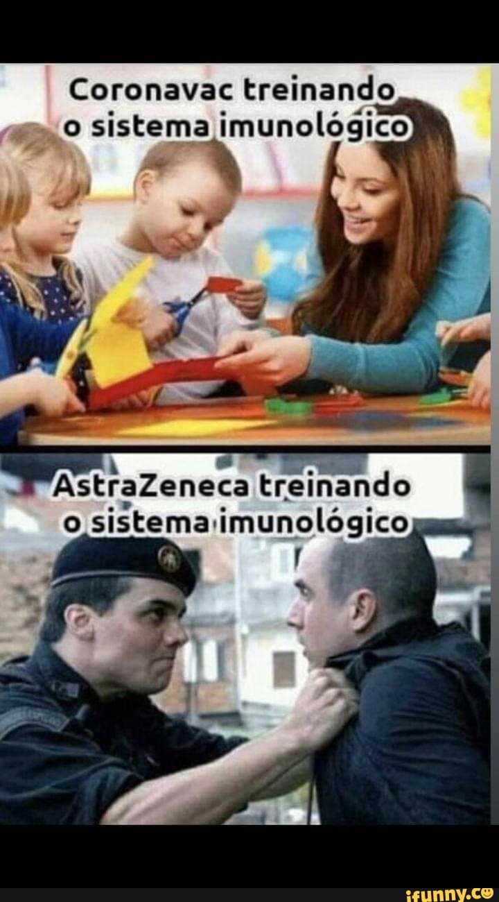 Coronavac treinando o sistema imunológico
AstraZeneca treinando o sistema-imunológico