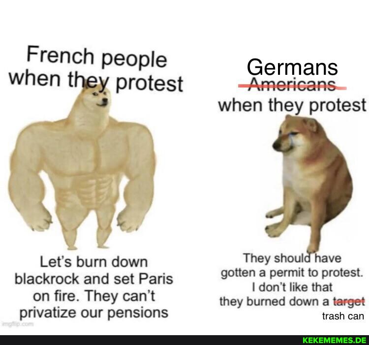 French people when they protest Let's burn down blackrock and set Paris on fire.