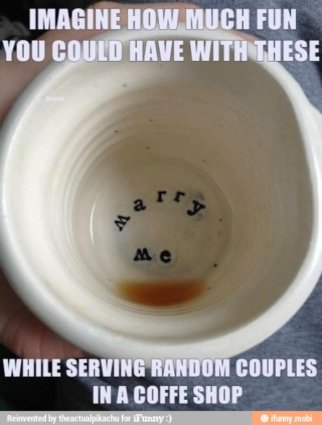 WHILE SERVING' RANDOM COUPLES
IN A COFFE SHOP