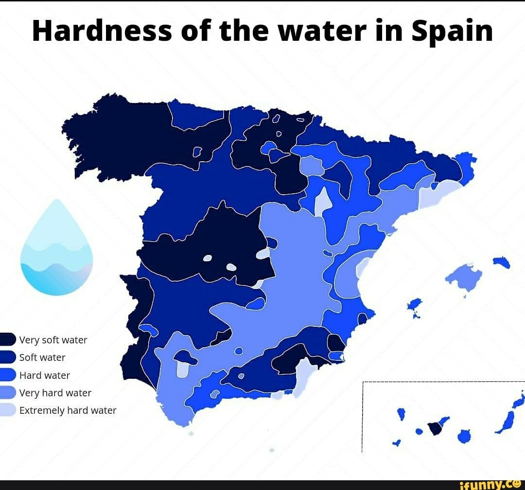Hardness of the water in Spain Very soft water Soft water Hard water
