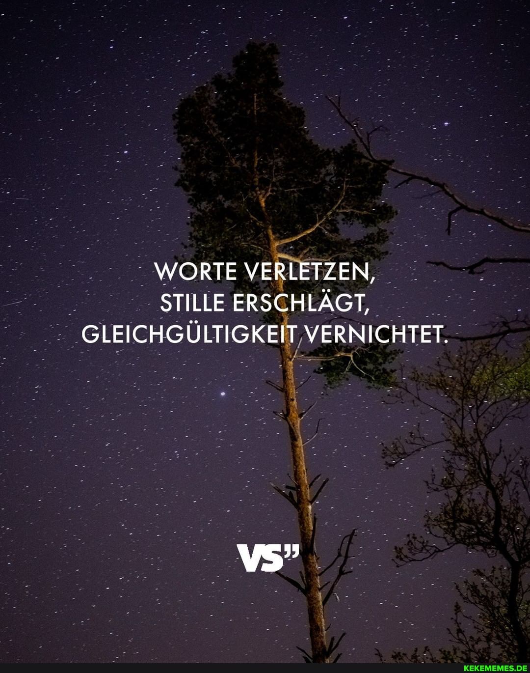 WORTE VERLETZEN,
STILLE ERSCHLÄGT,
GLEICHGÜLTIGKEIT VERNICHTET.