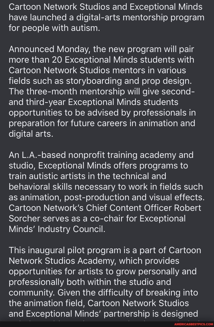 Cartoon for autistic artist Cartoon Network Studios and Exceptional