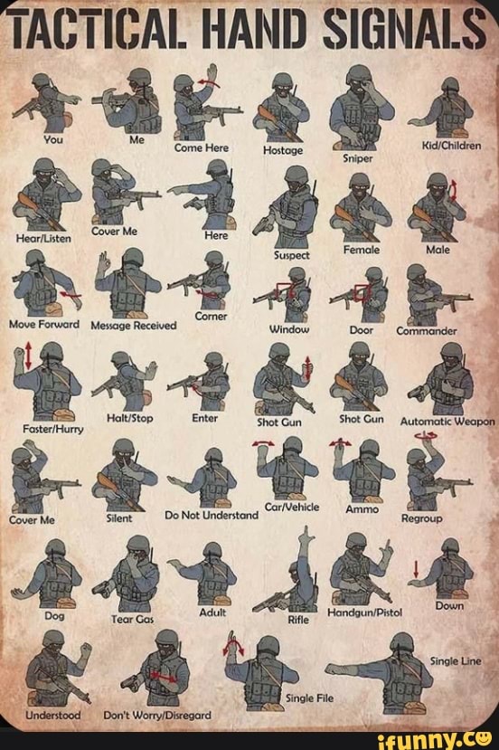 TACTICAL HAND SIGNALS ee bee - iFunny