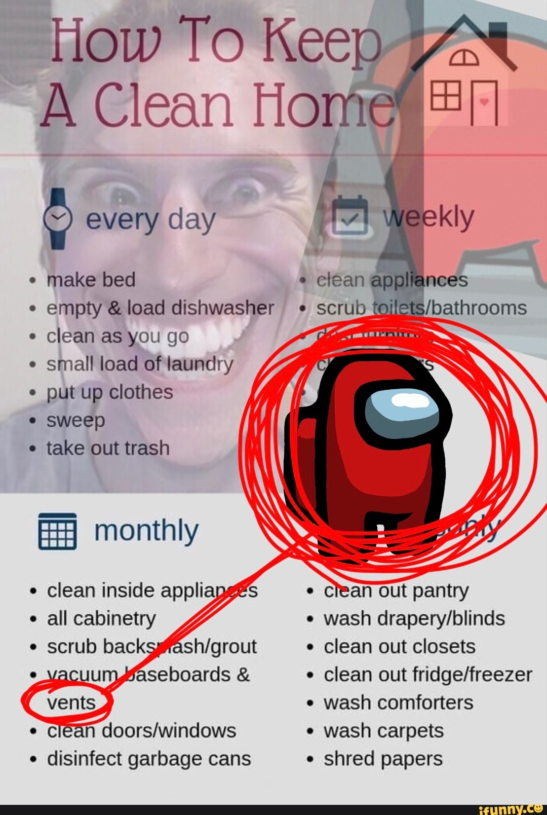 How To Keep Clean Home every day make bed empty &load dishwasher scrub