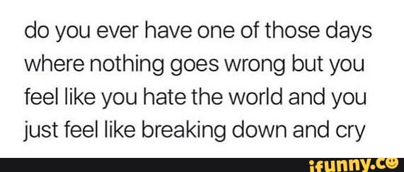 Do you ever have one of those days where nothing goes wrong but you ...