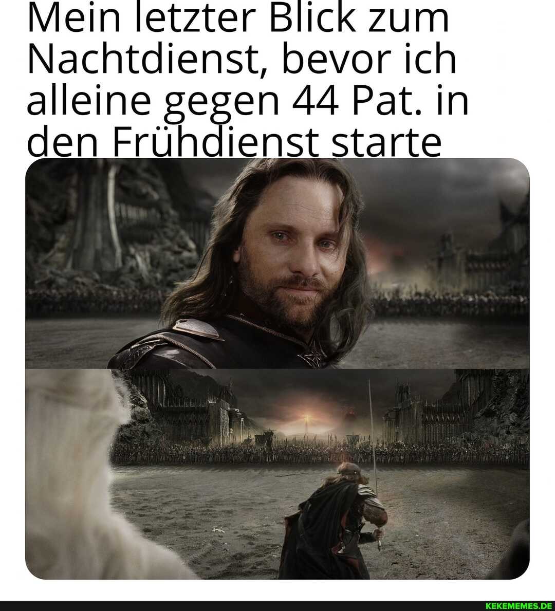 Mein letzter Blick zum
Nachtdienst, bevor ich alleine gegen 44 Pat. in den Frühdienst starte