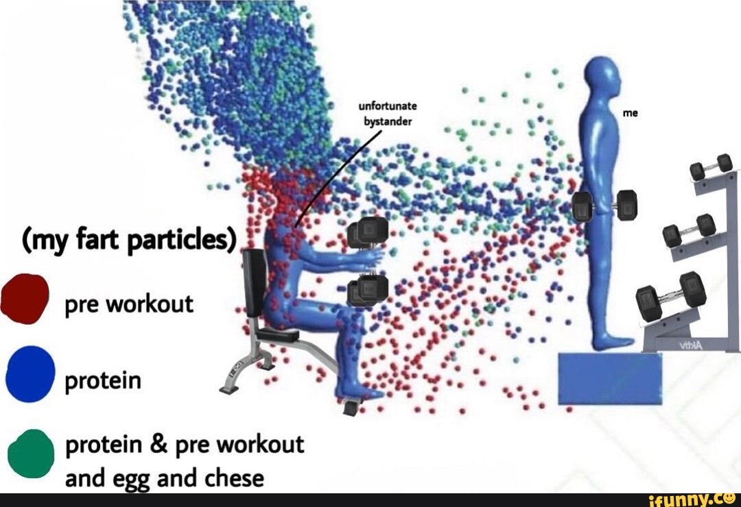 (my fart particles) protein & pre workout and egg and chese iFunny