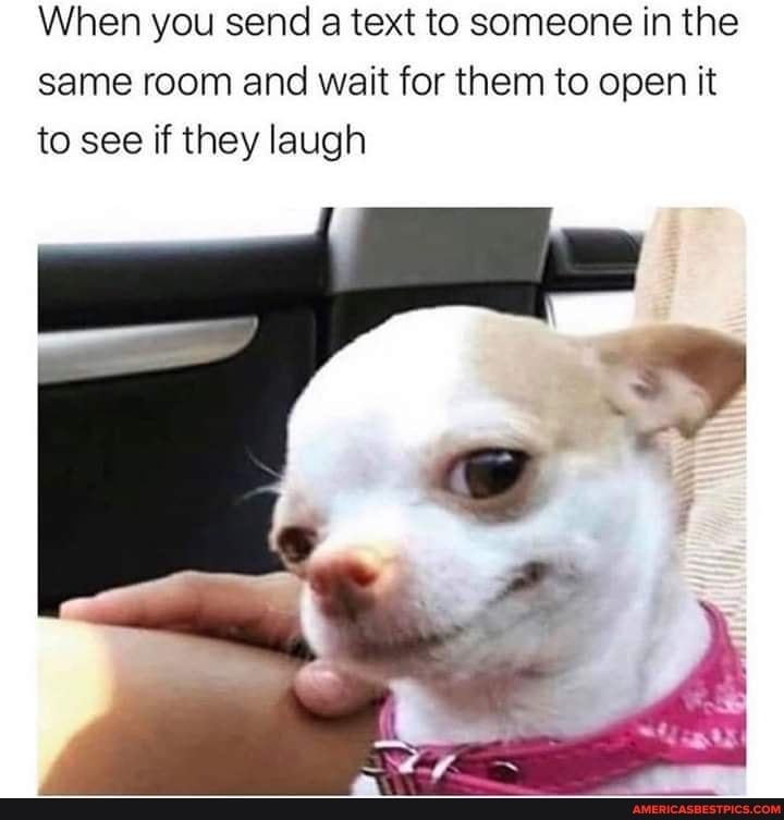 When you send a text to someone in the same room and wait for them to open it to see if they laugh