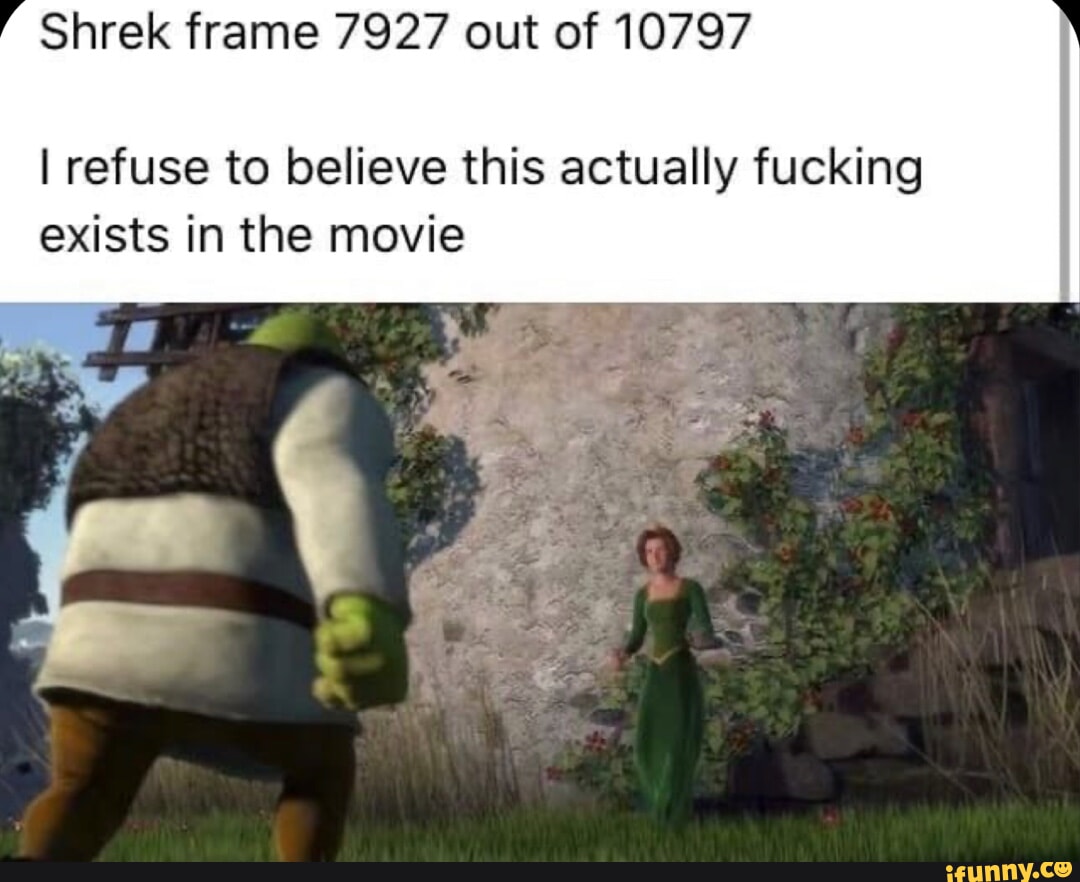 Shrek frame 7927 out of 10797 I refuse to believe this actually fucking
