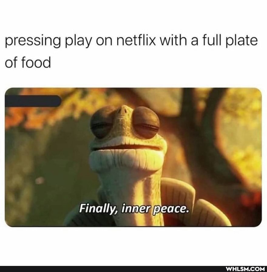 pressing play on netflix with a full plate of food
Finally, inner peace.