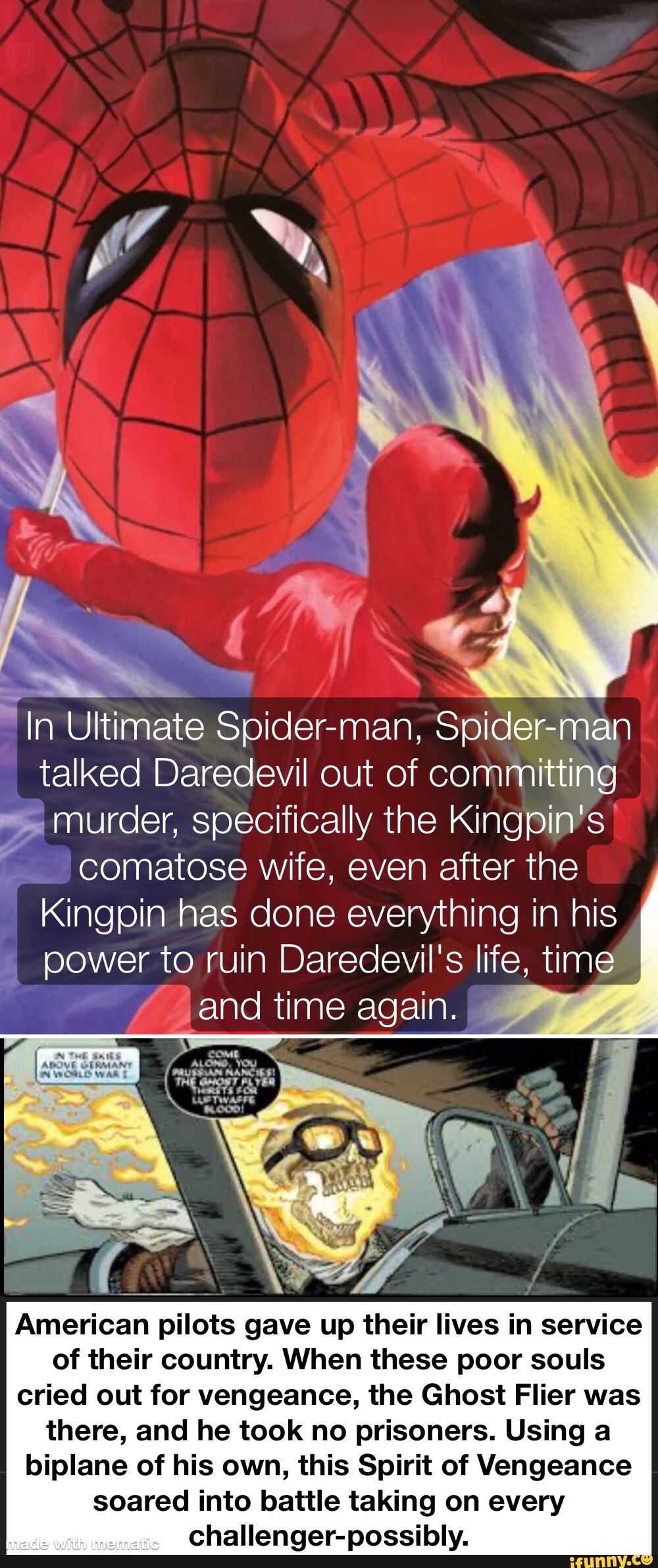 SS In Ultimate Spider-man, Spider-man talked Daredevil out of committing  murder, specifically the Kingpin's