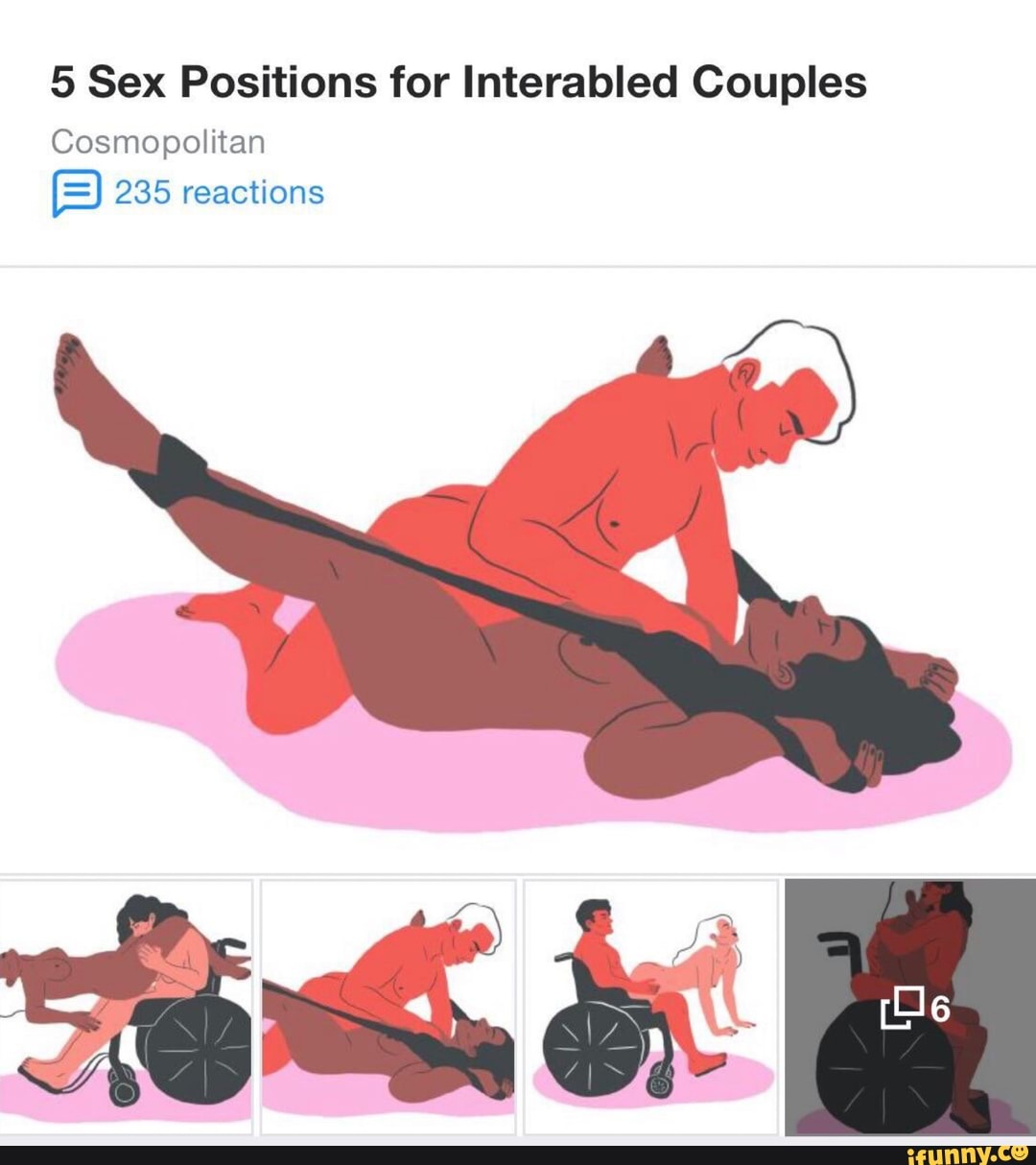 5 Sex Positions for lnterabled Couples Cosmopolitan B 235 reactions - iFunny