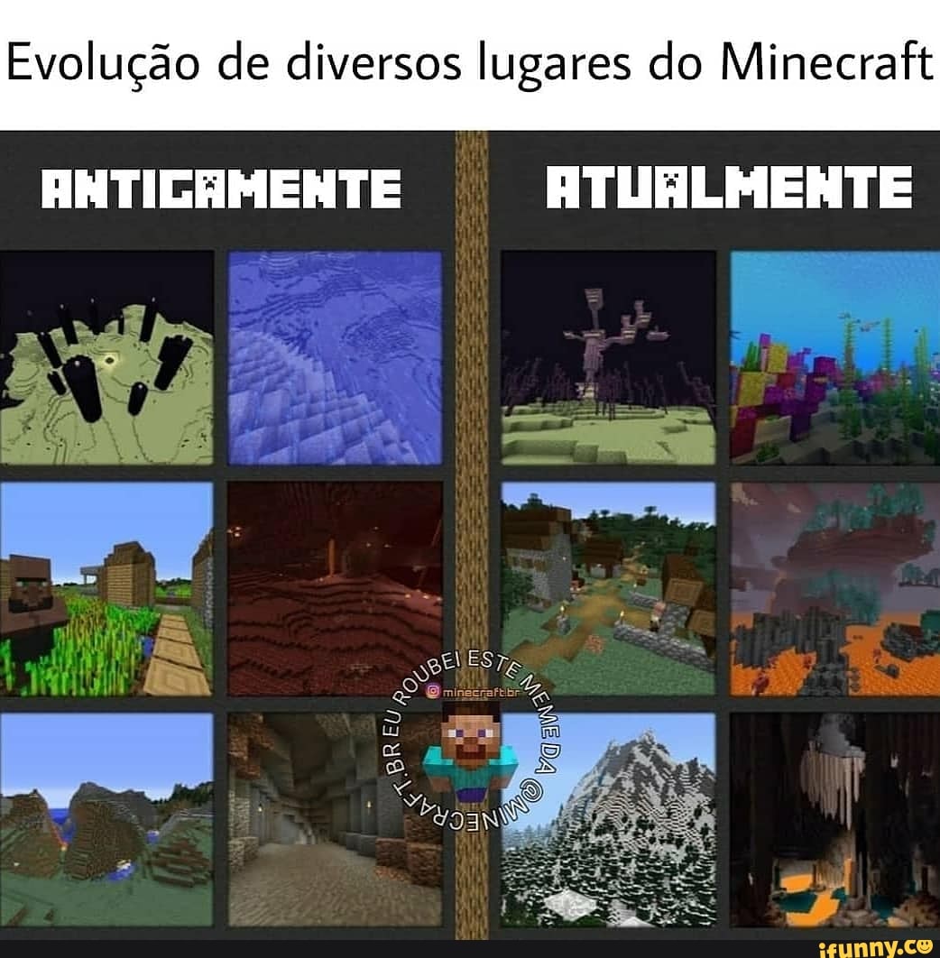 Evolução de diversos lugares do Minecraft
ANTICAMENTE ATUALMENTE
ardia