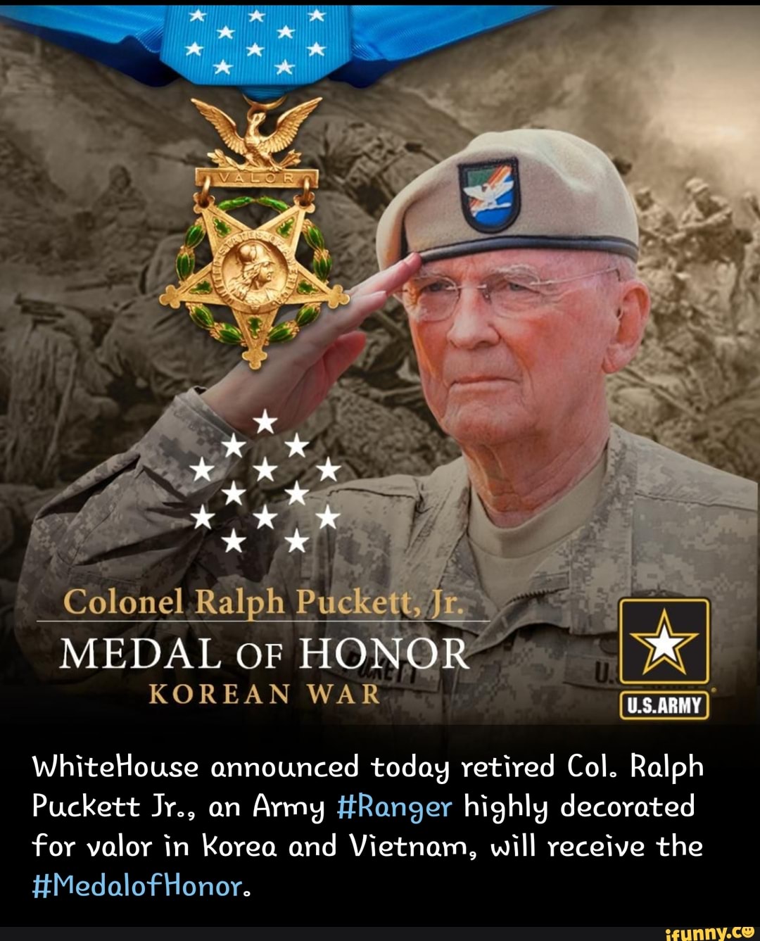 Colonel Ralph Puckett MEDAL OF HONOR KOREAN WAR ARMY KOREAN WAR ...