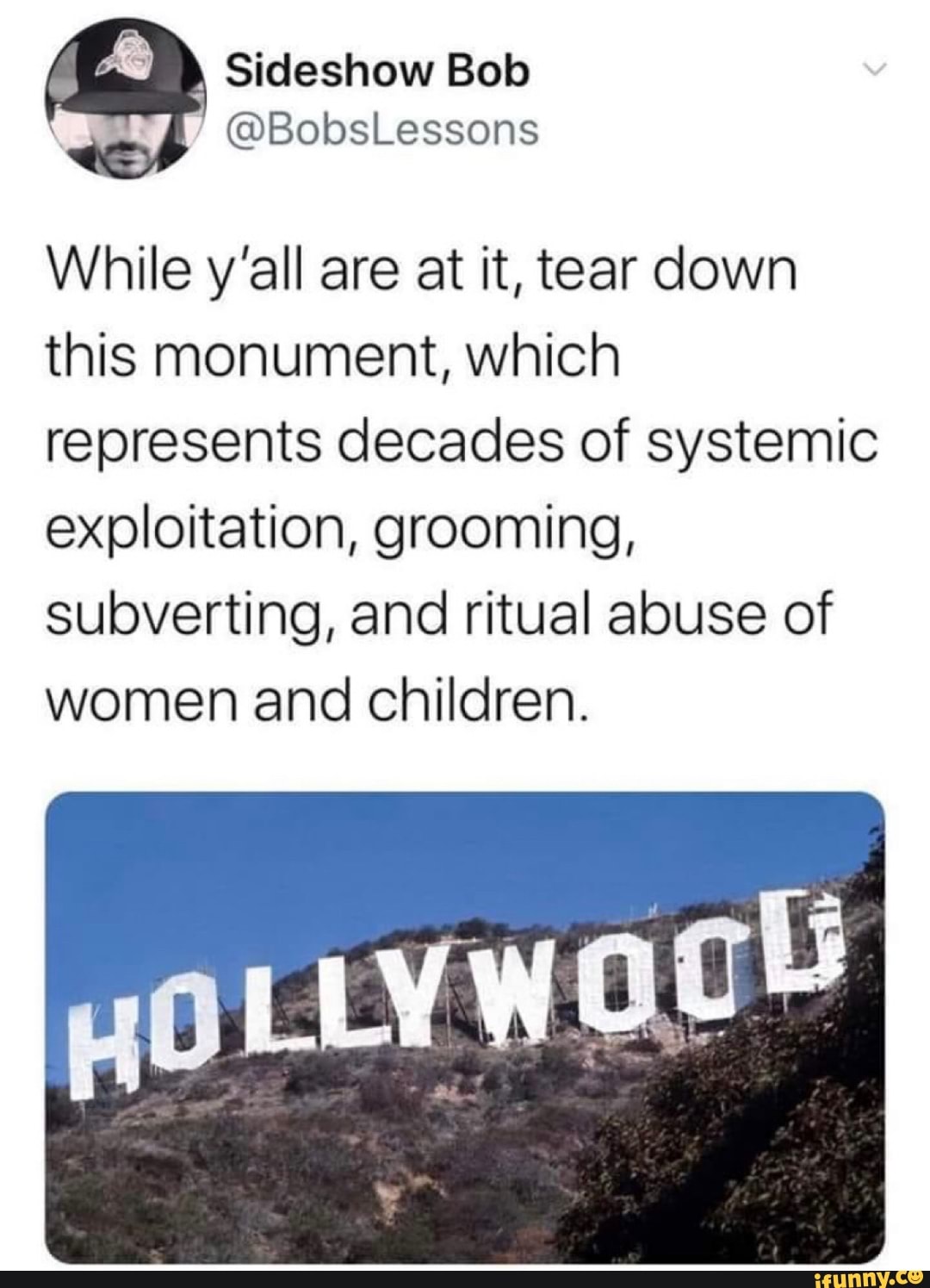 While y'all are at it, tear down
this monument, which
represents decades of systemic
exploitation, grooming,
subverting, and ritual abuse of
women and children.