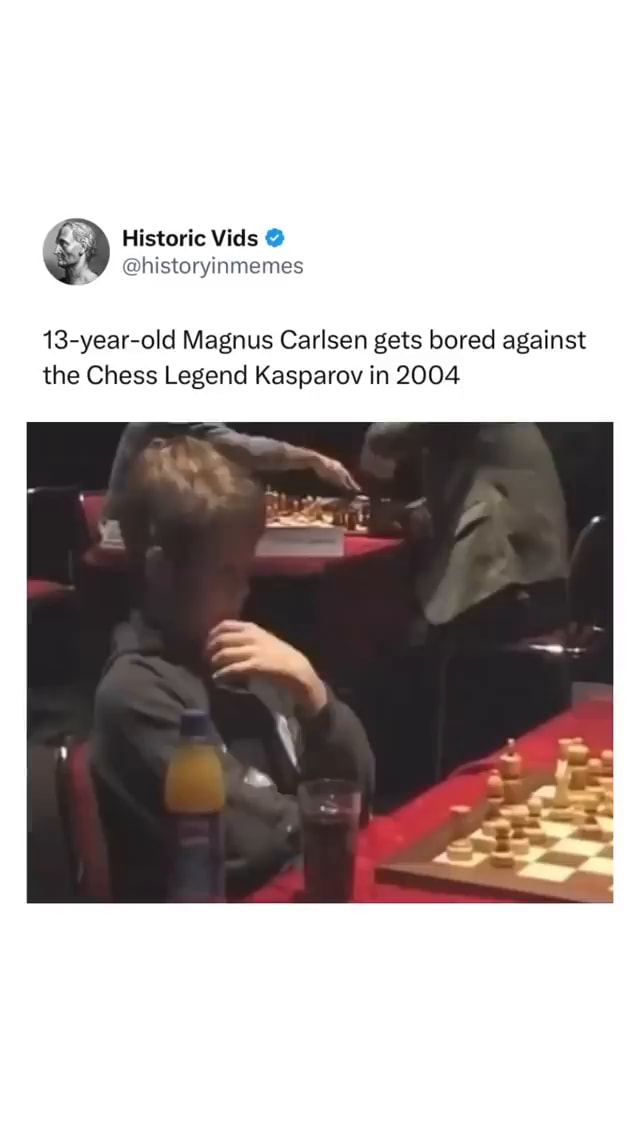 13-year-old Magnus Carlsen gets bored against the Chess Legend Kasparov in  2004 🤯🤯