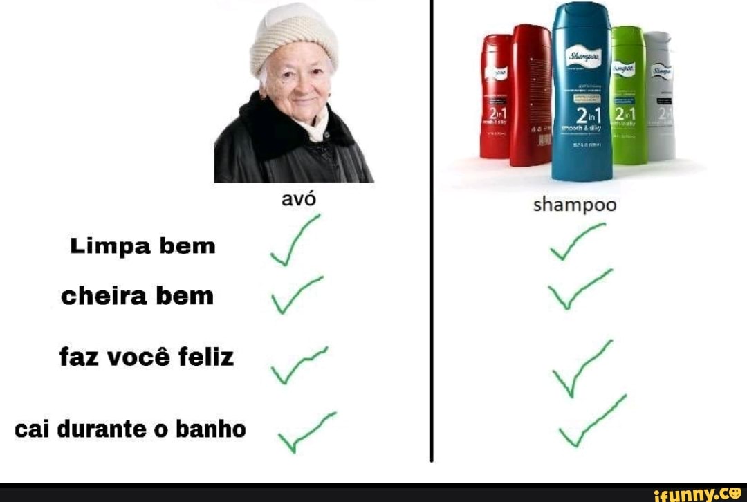 avó
Limpa bem Vá
cheira bem
faz você feliz
cai durante o banho